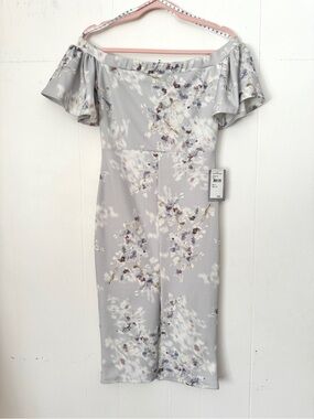 NWT Missguided Off-Shoulder Flutter Sleeve Floral Dress